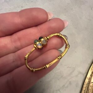 Vermeil bamboo style carabiner with gem stones super chic made in Paris